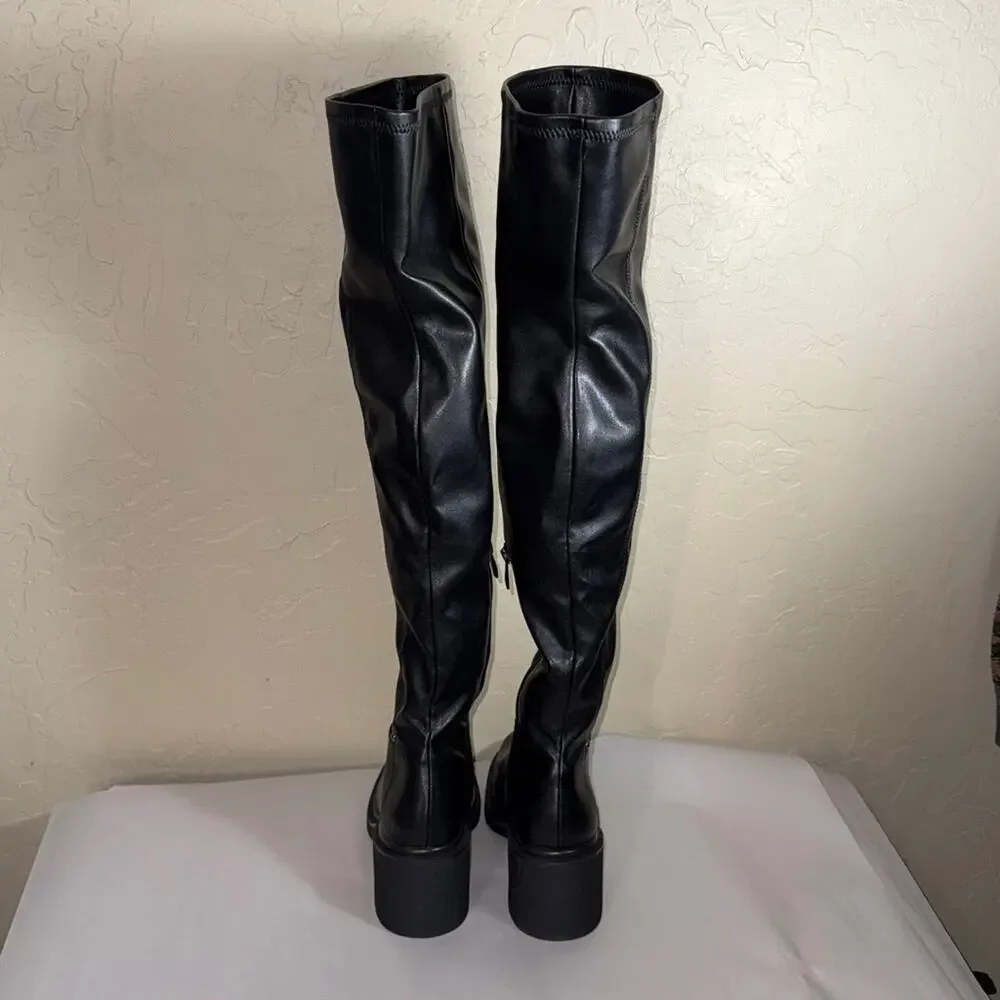 Franco Sarto black over the knee boot man made material size 8. NWOB.